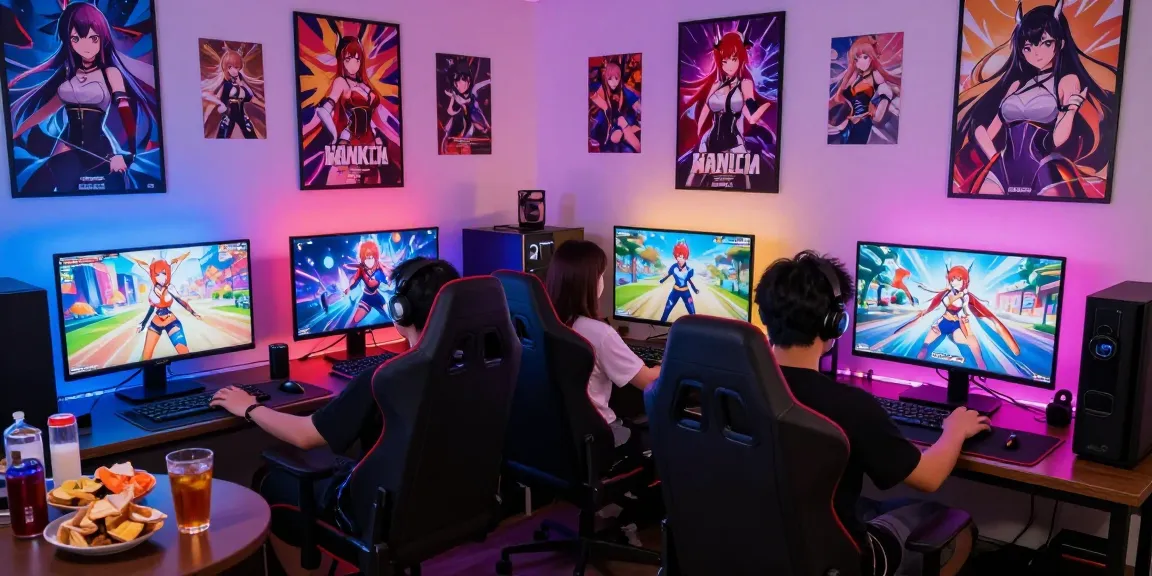 Engaging scene of players enjoying interactive hentai games in a vibrant gaming setup