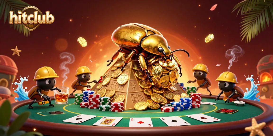 Play thrilling games at hitclub with a vibrant 3D illustration of colorful casino elements
